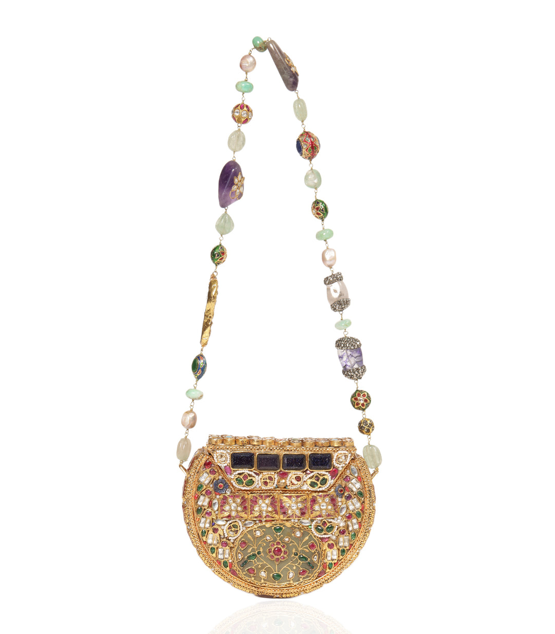 MIRA RED & GREEN KUNDAN HAND BAG