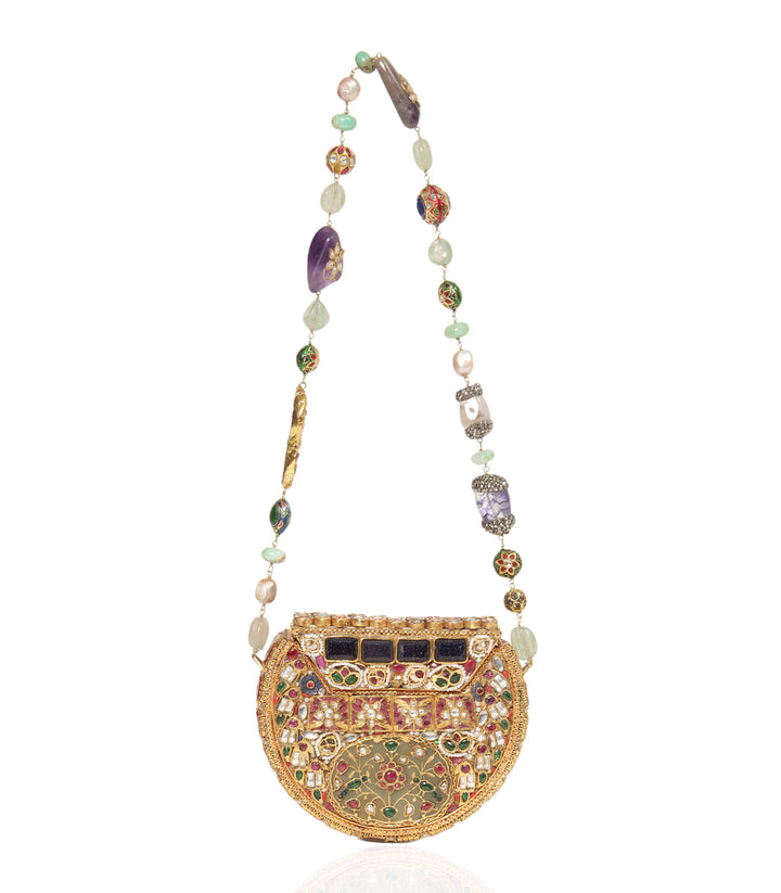 MIRA RED & GREEN KUNDAN HAND BAG