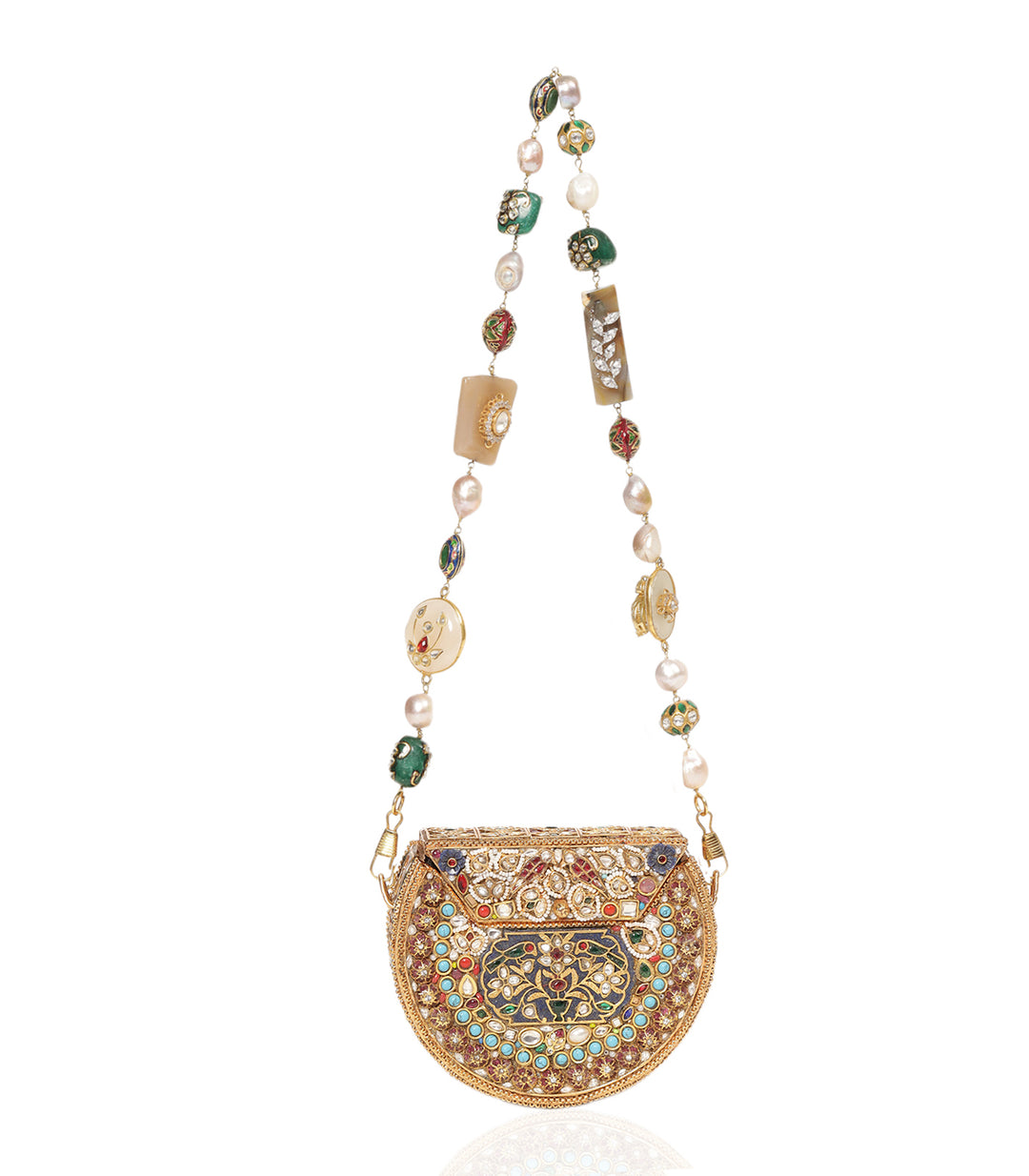 NITARA RED & GREEN KUNDAN HAND BAG