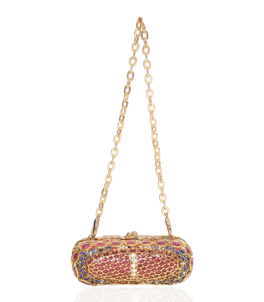 RANI RED & GREEN KUNDAN HAND BAG