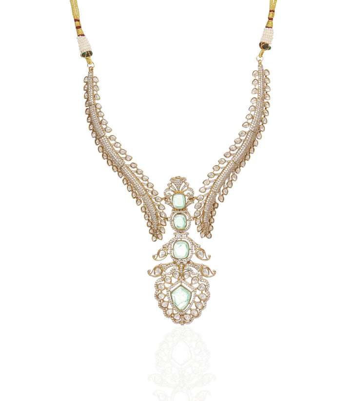 YASHIKA MINT POLKI NECKLACE SET