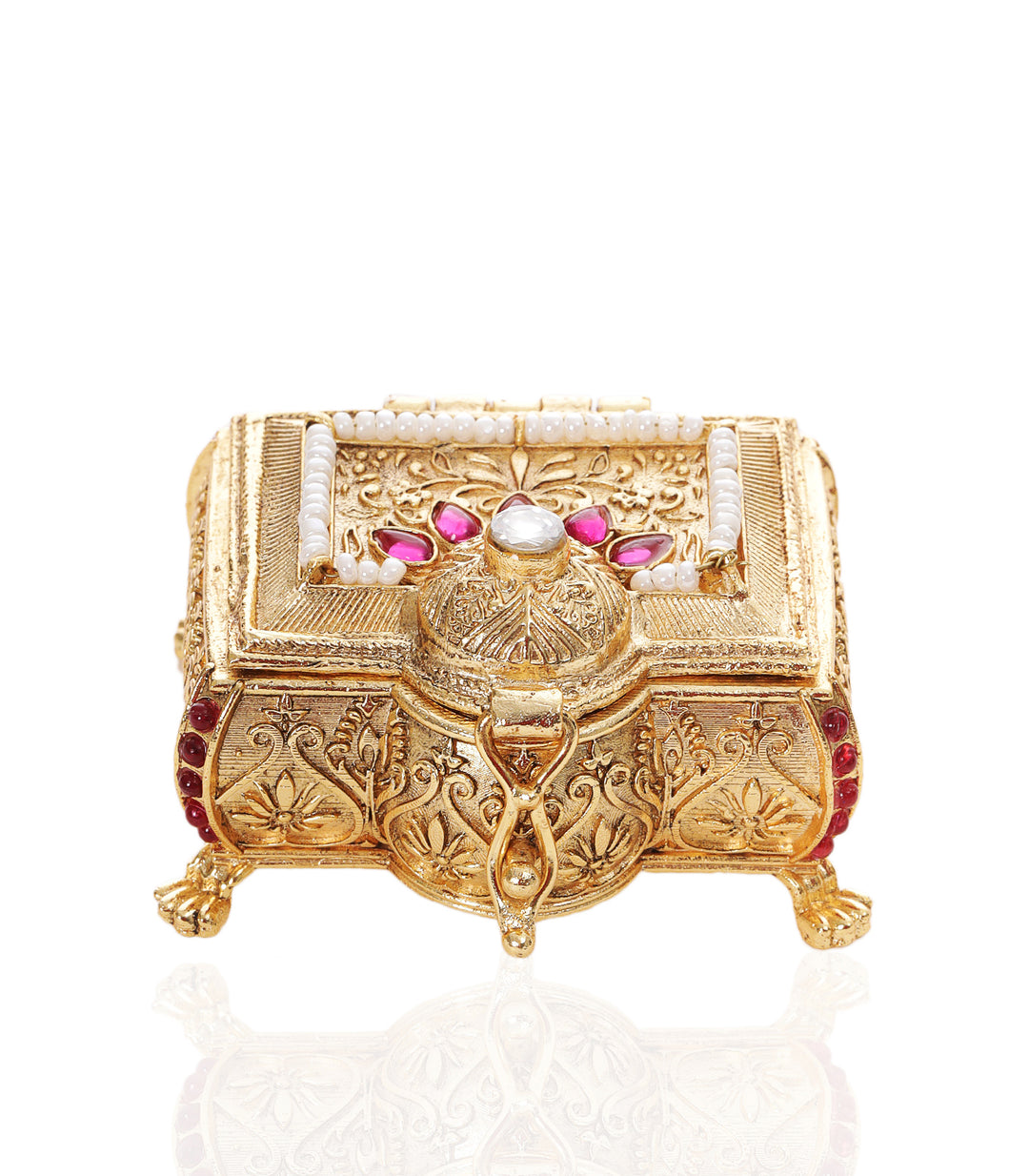 AMBIKA RUBY GOLD PLATED ORNATE BOX