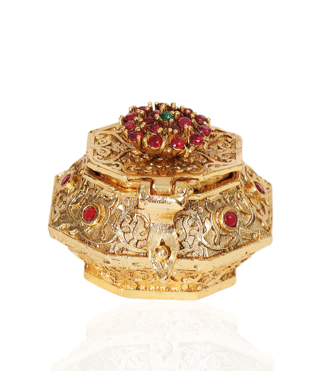 GOLD PLATED RED & GREEN KALASH ORNATE BOX