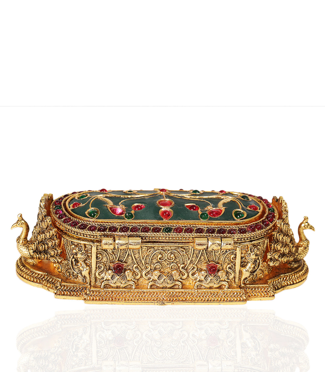 MOHINI GOLD PLATED RED & GREEN ORNATE BOX
