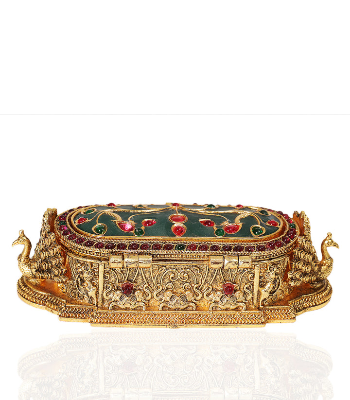 MOHINI GOLD PLATED RED & GREEN ORNATE BOX