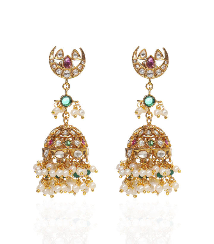 AVNI RED & GREEN POLKI JHUMKA