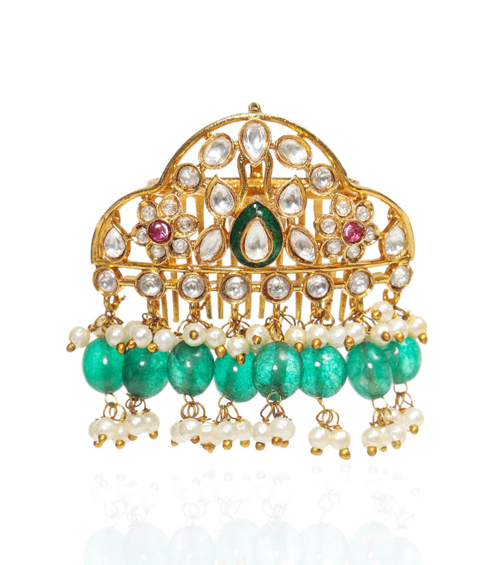 BRINDA RED & GREEN  KUNDAN JUDA PIN