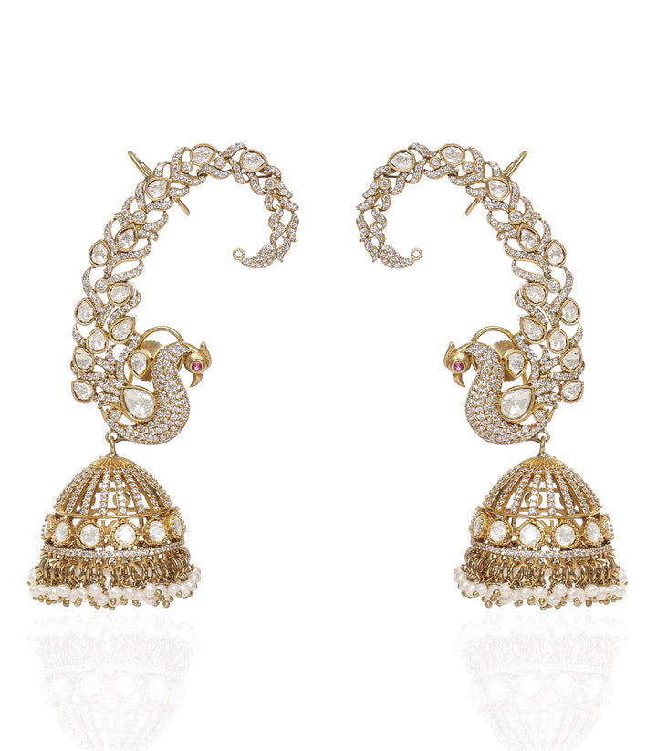 HEMAKANTI ANTIQUE FINISH POLKI EARCUFF JHUMKA
