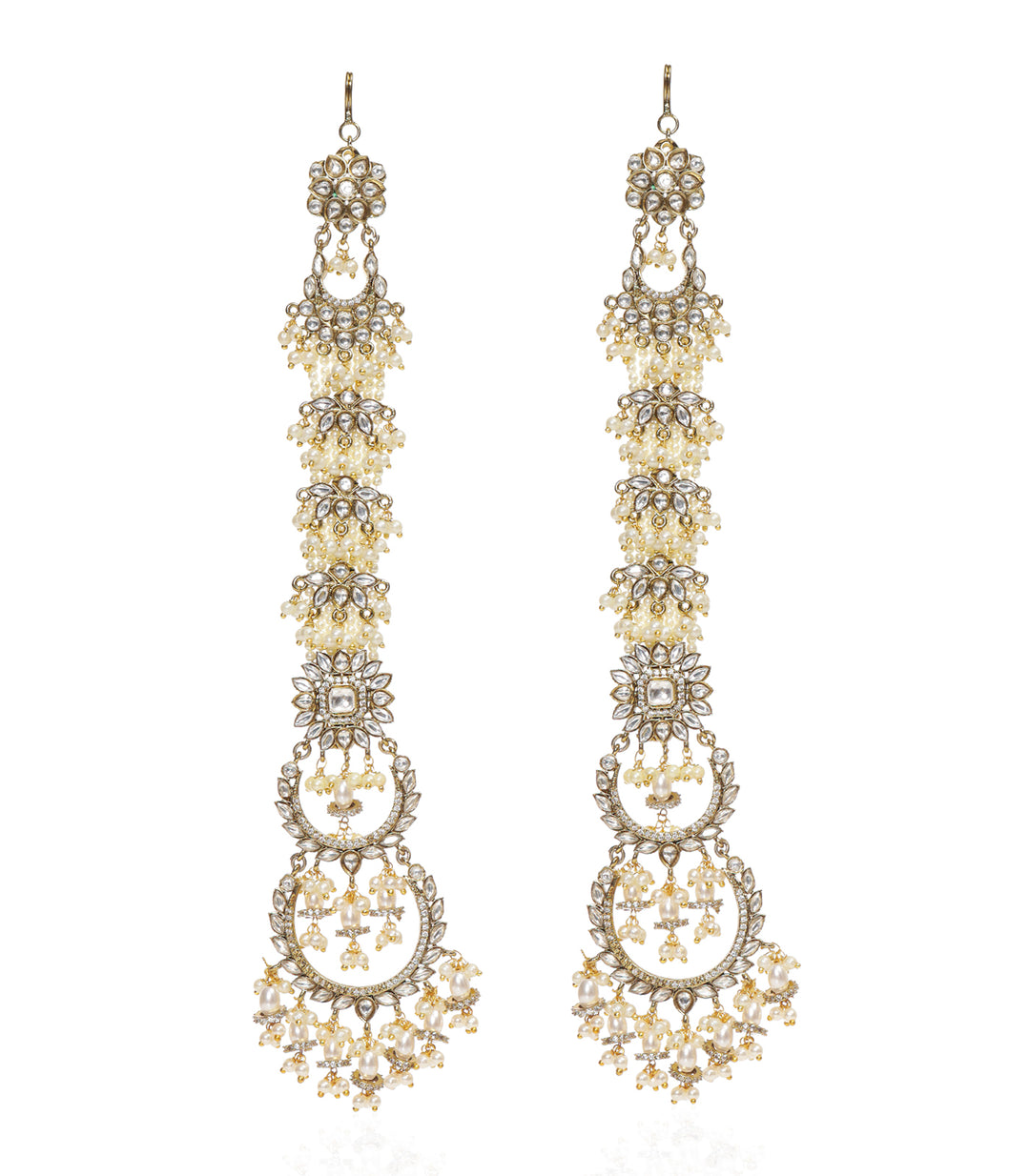 AASHIMA ANTIQUE FINISH WHITE POLKI CHANDBALI