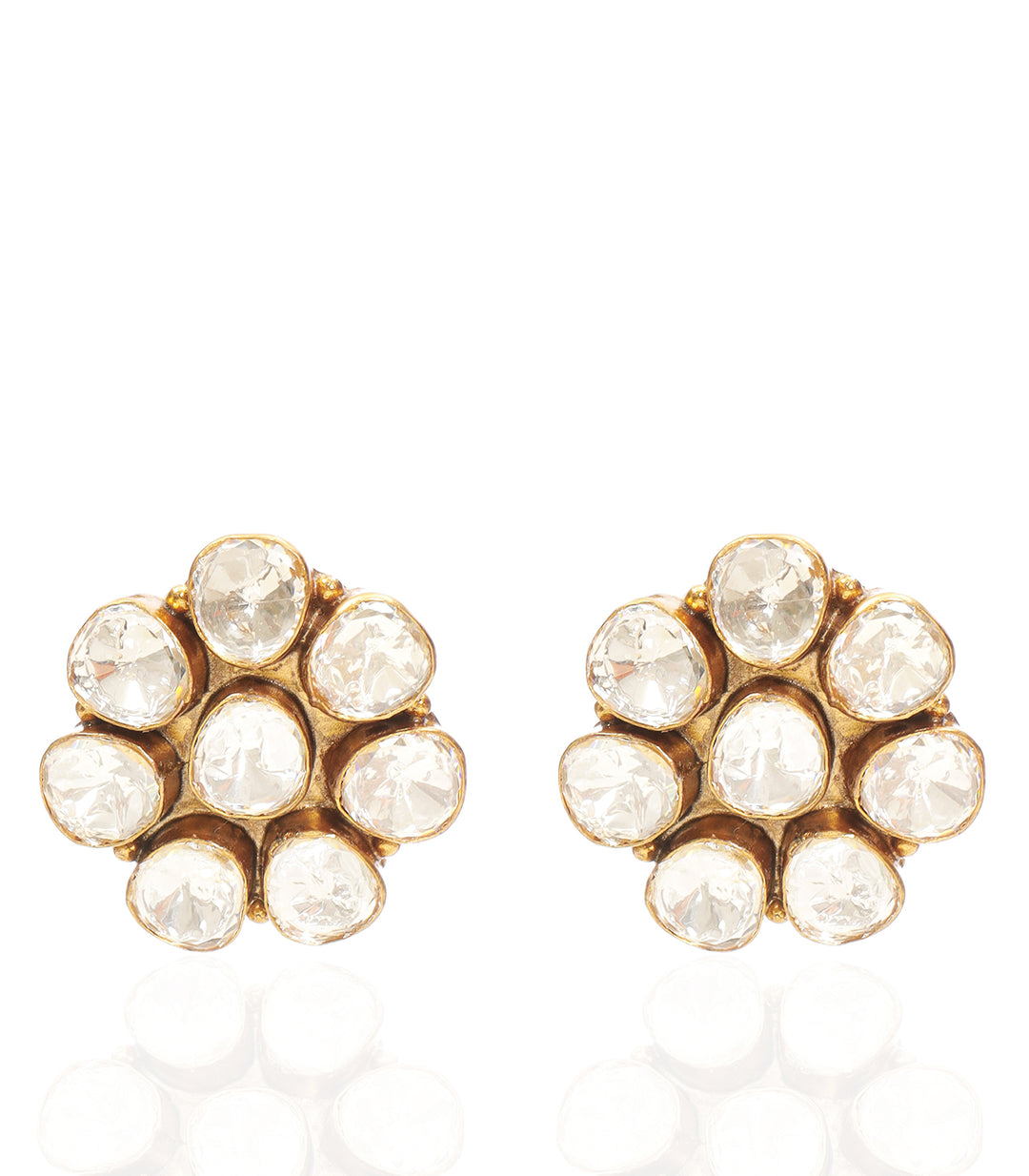 AMALA  GOLD PLATED POLKI STUD