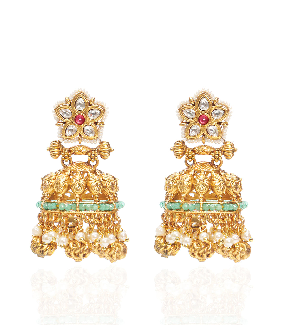 CHITRANGADA GOLD PLATED KUNDAN JHUMKA