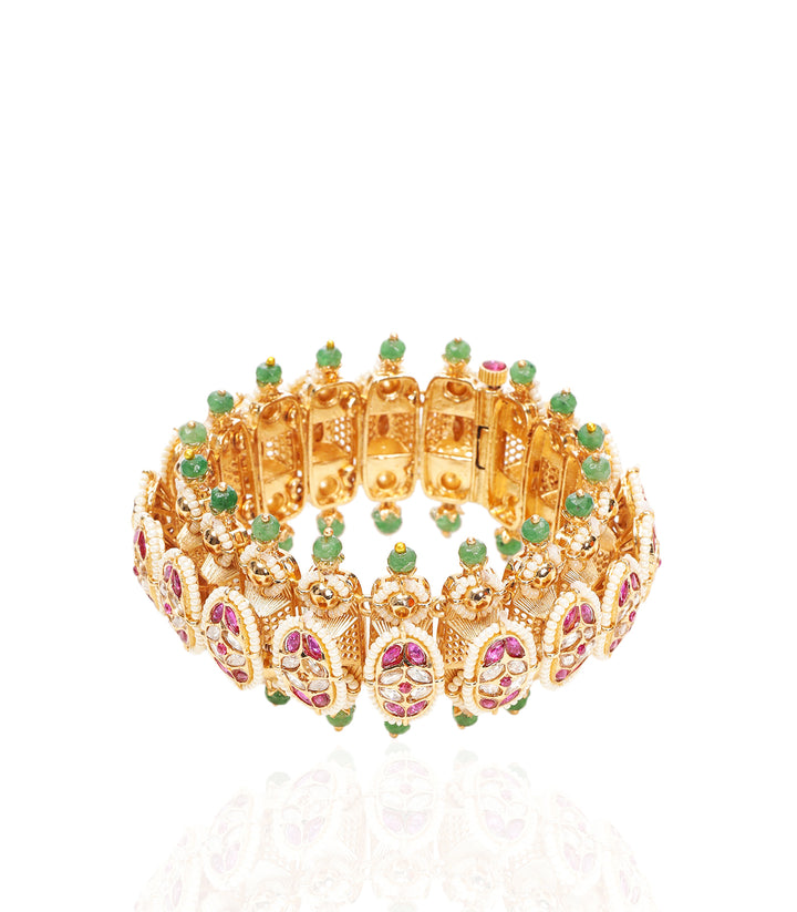 MIHIRA RED & GREEN KUNDAN BANGLE