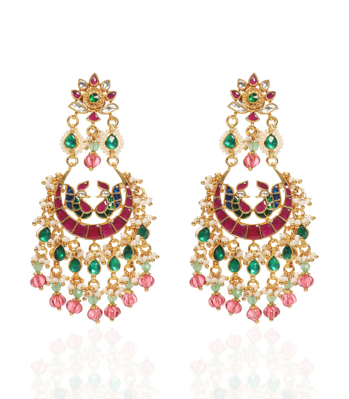 TANIA RED & GREEN KUNDAN CHANDBALI