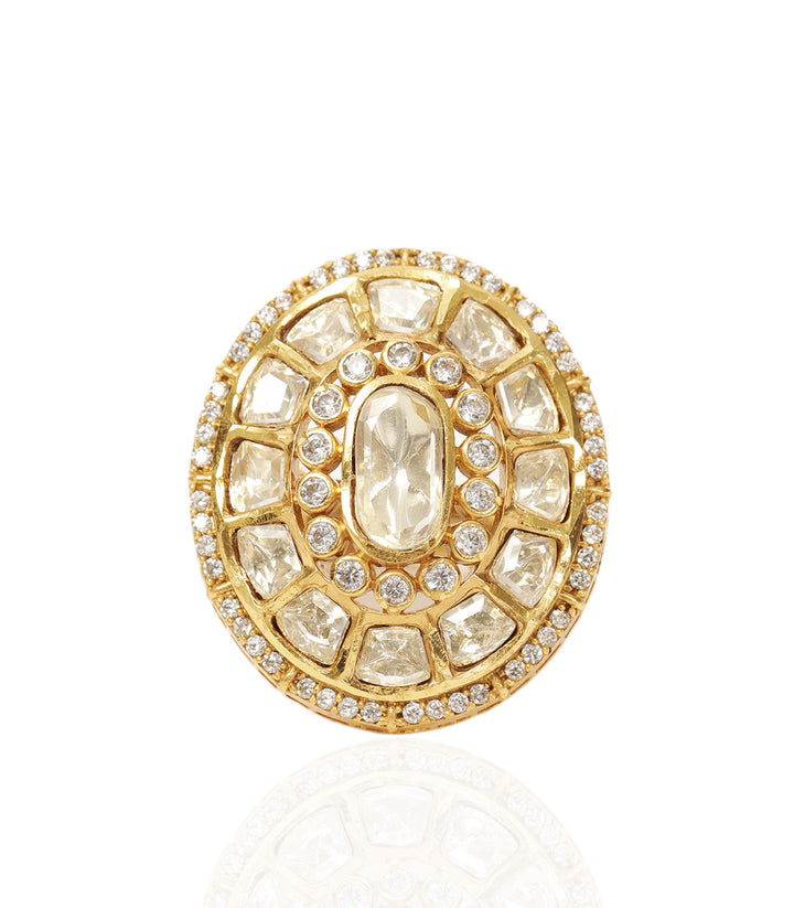 NIMA GOLD PLATED POLKI RING