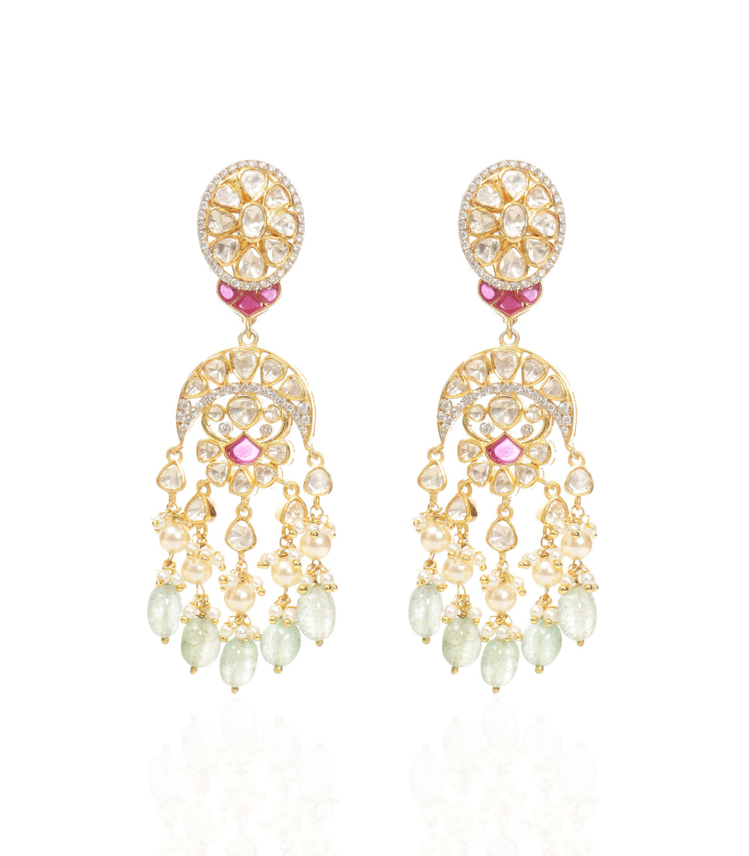 AASHI RED & GREEN MOISSANITE STATEMENT EARRING