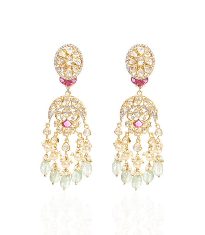 AASHI RED & GREEN MOISSANITE STATEMENT EARRING