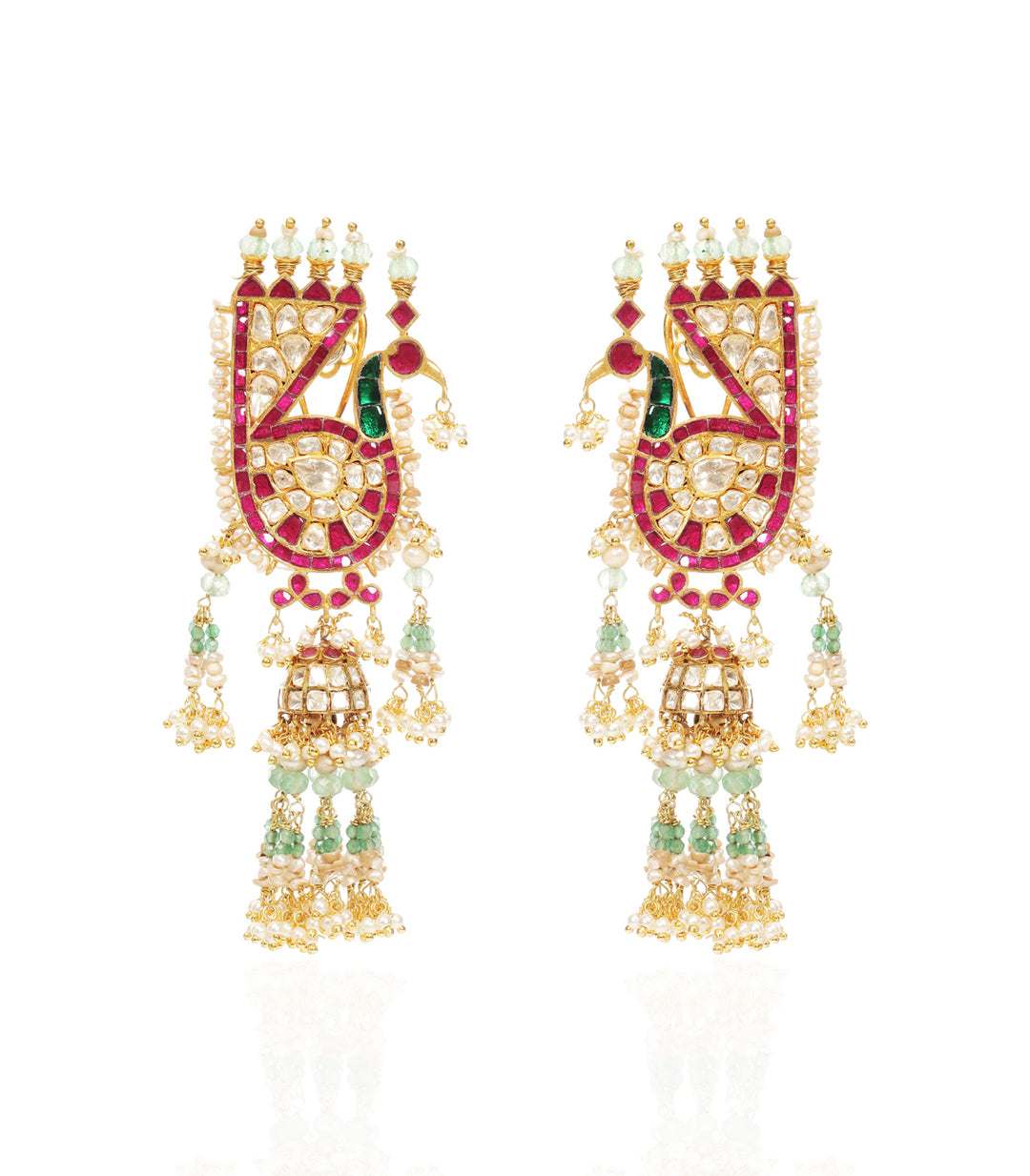 TANVI RED & GREEN MOISSANITE JHUMKA