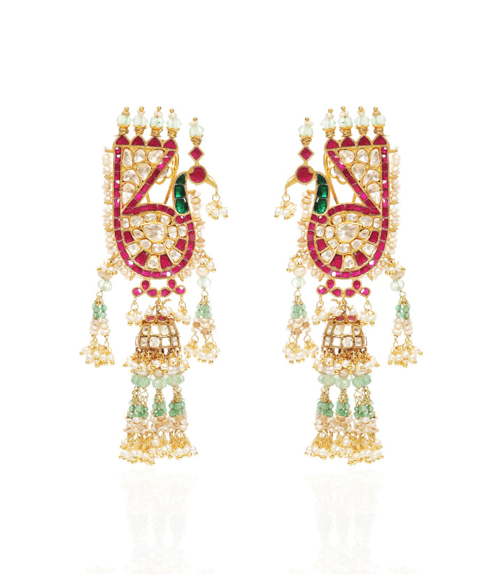 TANVI RED & GREEN MOISSANITE JHUMKA
