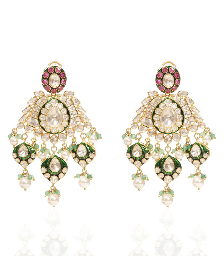 RUBINA RED & GREEN MOISSANITE LONG NECKLACE SET