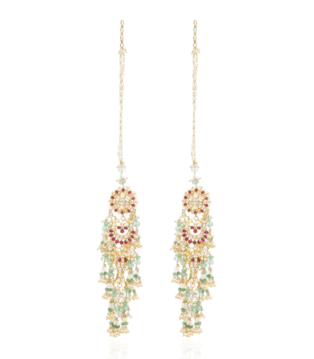 GARIMA RED & GREEN MOISSANITE STATEMENT EARRING