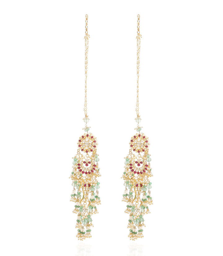 GARIMA RED & GREEN MOISSANITE STATEMENT EARRING