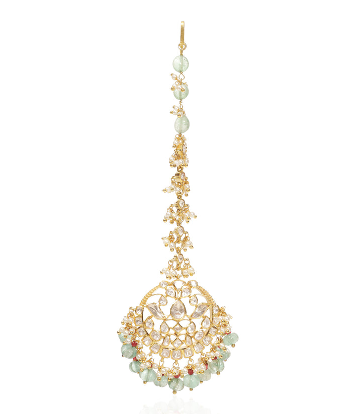 KAVYA RED & GREEN MOISSANITE TIKA