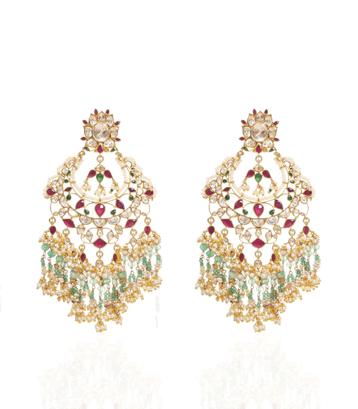 RISHIKA RED & GREEN MOISSANITE CHANDBALI