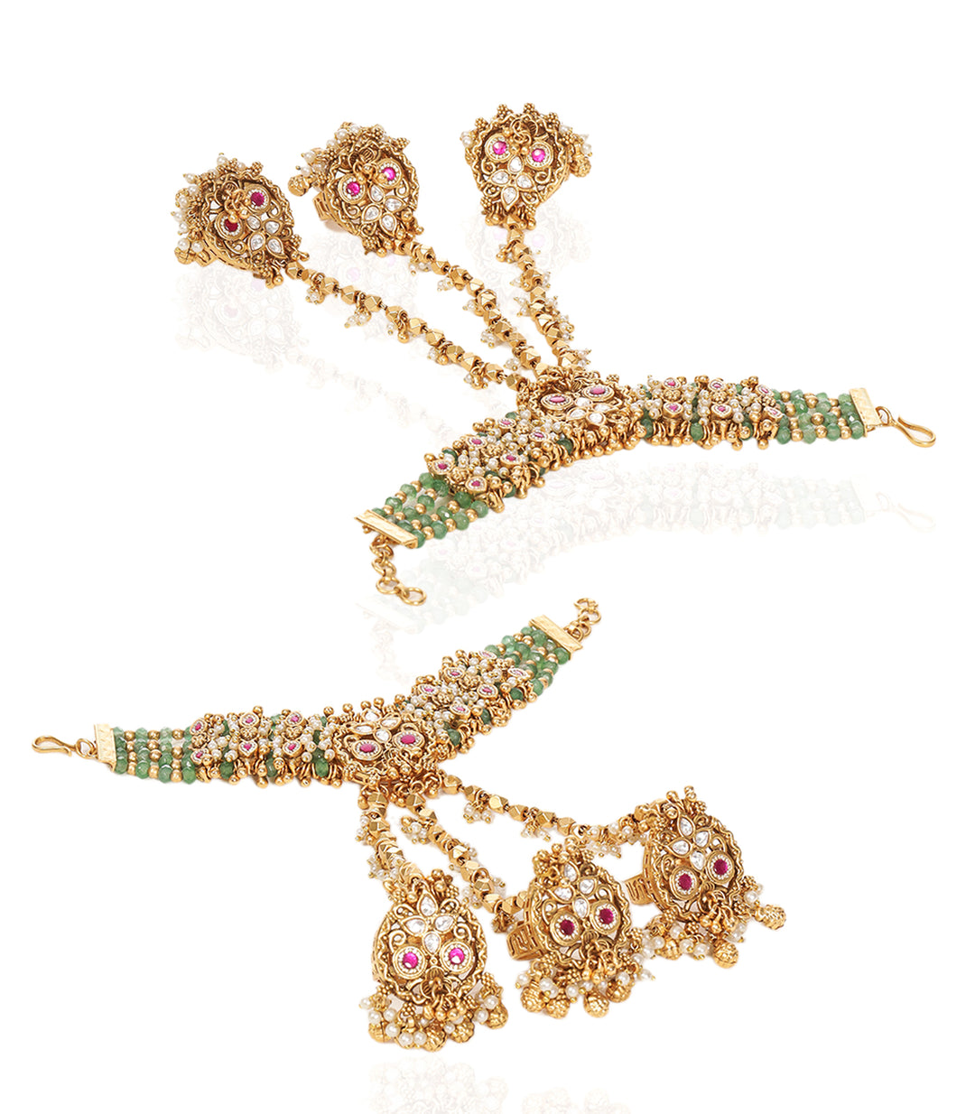SUNITI RED & GREEN KUNDAN HATHPHOOL