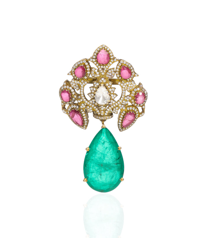 GITANJALI GREEN MOISSANITE BROOCH