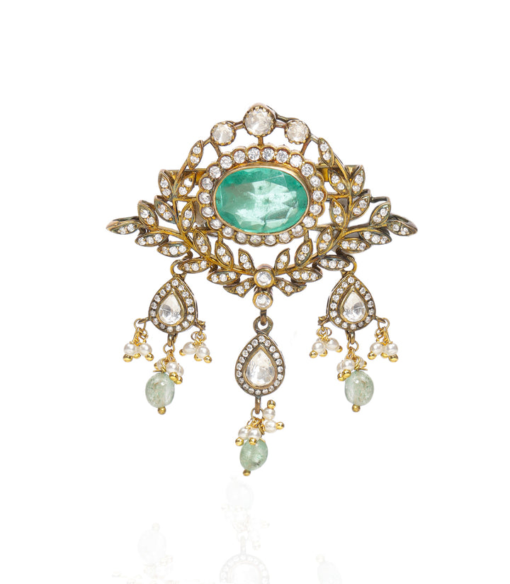 MEHER GREEN MOISSANITE BROOCH