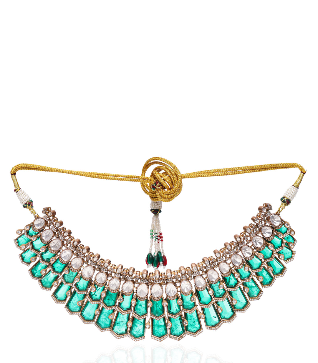 NISHA GREEN POLKI NECKLACE SET