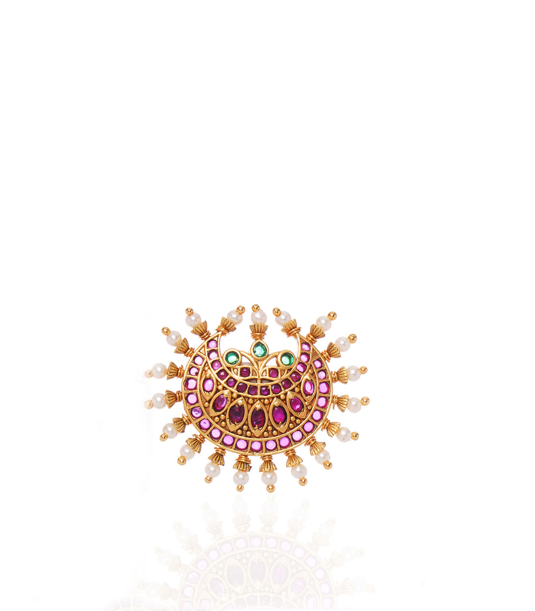 GARIMA RED & GREEN  KUNDAN RING