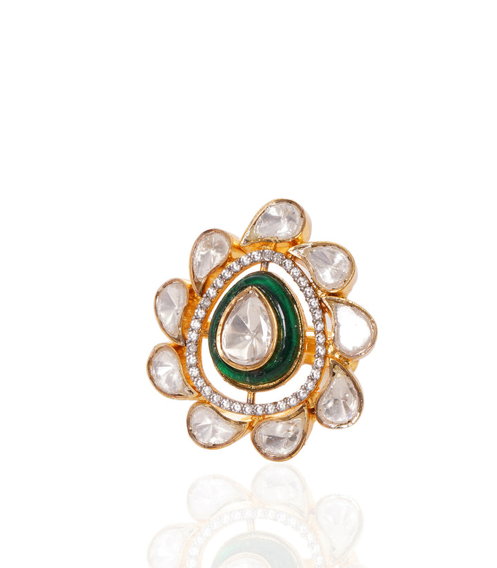 AMANI GREEN POLKI RING