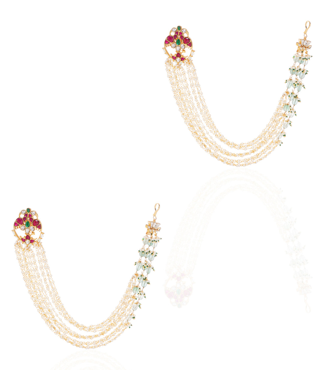 ISHWARI RED & GREEN  KUNDAN STATEMENT EARRING