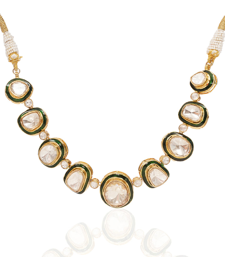 INAAYA GREEN POLKI NECKLACE SET