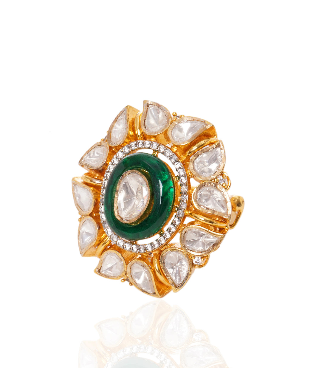 ADWIKA GREEN POLKI RING