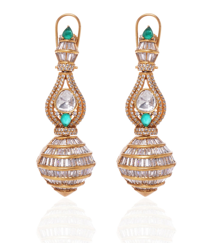 SANDHYA GREEN ZIRCON STATEMENT EARRING