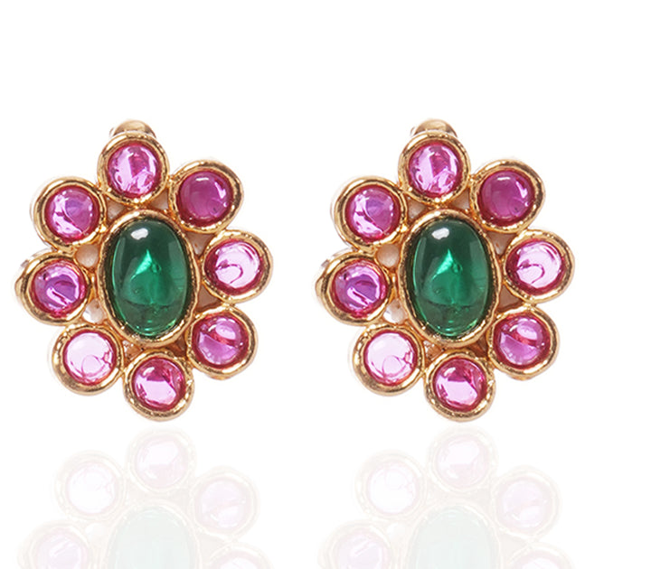 PRIYA  RUBY & GREEN ONYX  STUDS