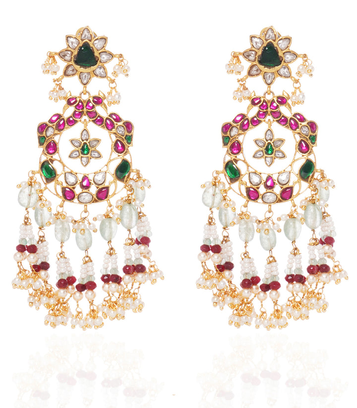 ABHILASHA RED & GREEN  KUNDAN CHANDBALI