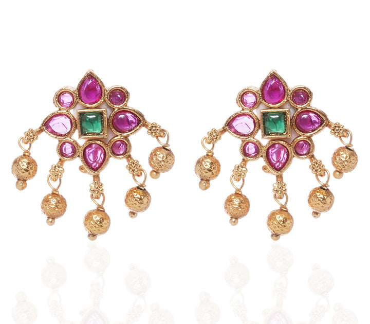 NAINA RUBY & GREEN ONYX  STUD