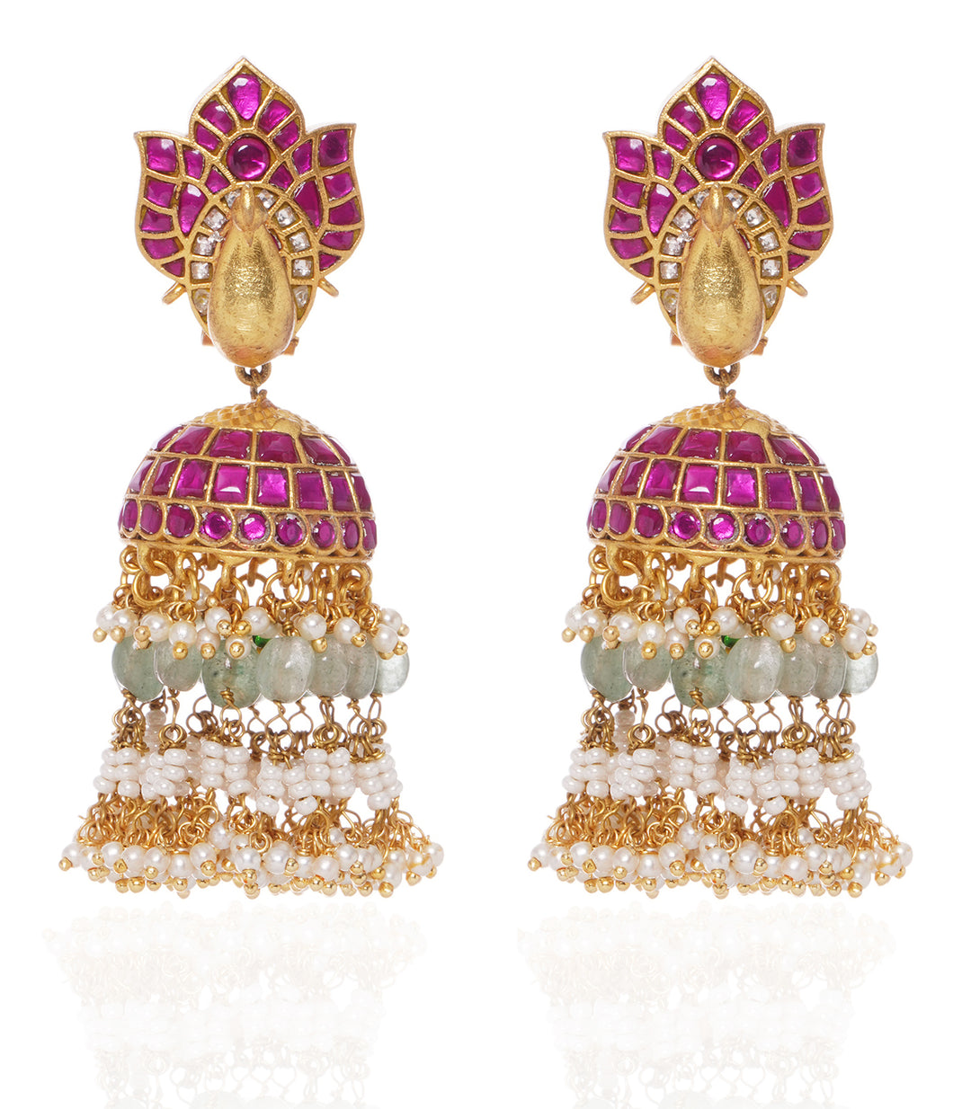 ANAYA RED & GREEN  KUNDAN JHUMKA