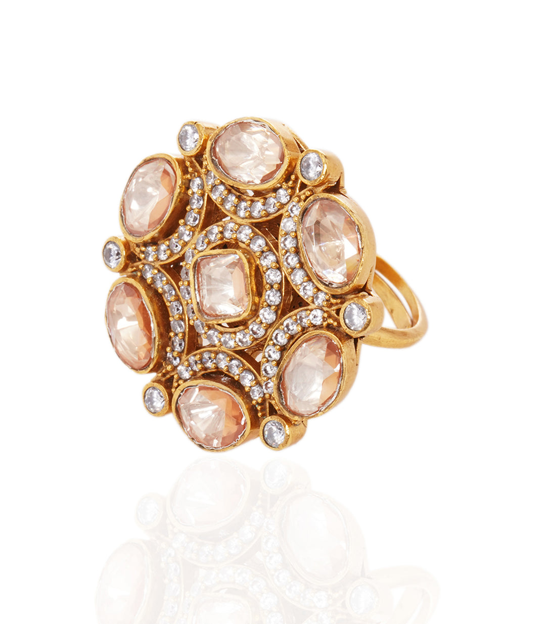 MUSKAN GOLD PLATED MOISSANITE RING