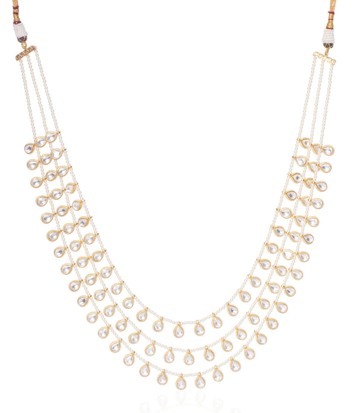 MEDHA WHITE POLKI LONG NECKLACE SET