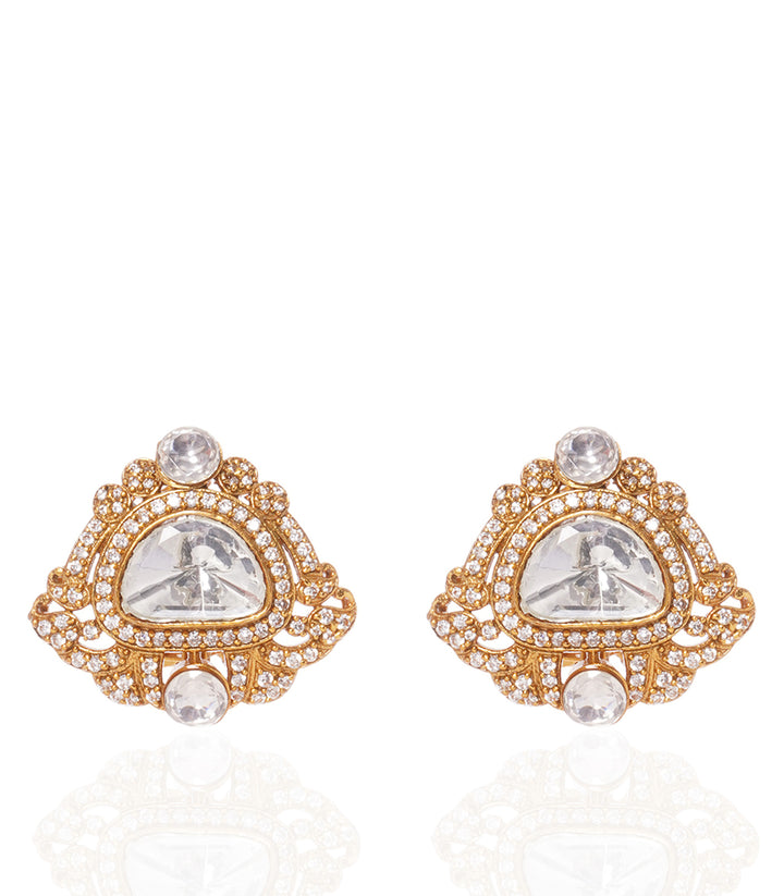 AAHANA GOLD PLATED MOISSANITE STUD