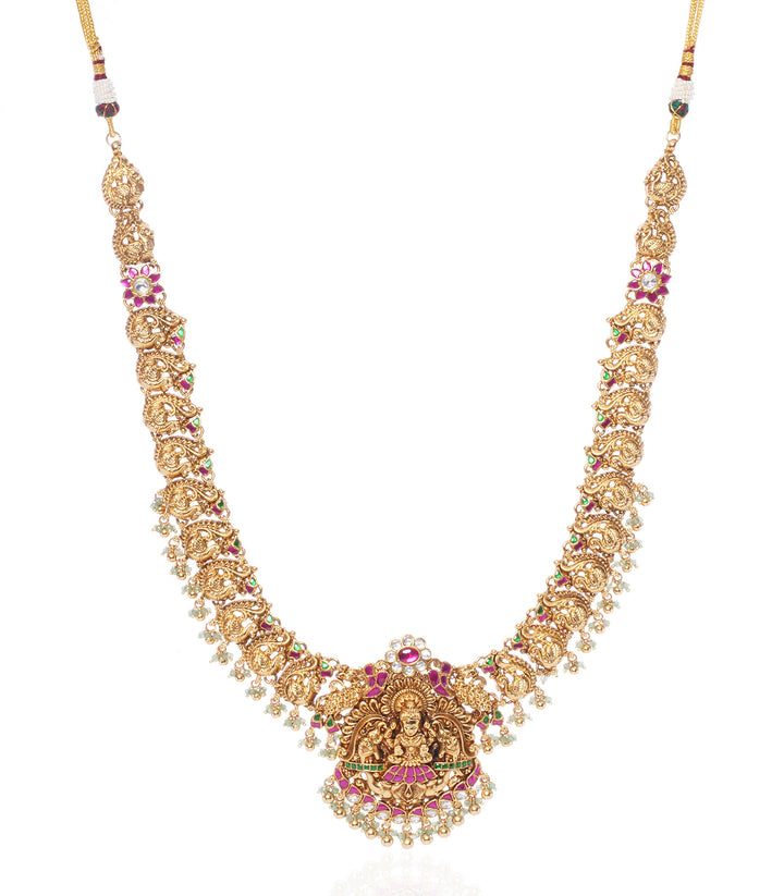 RIDDHI RED & GREEN  KUNDAN LONG NECKLACE