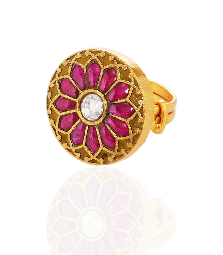 MANSI RED KUNDAN RING