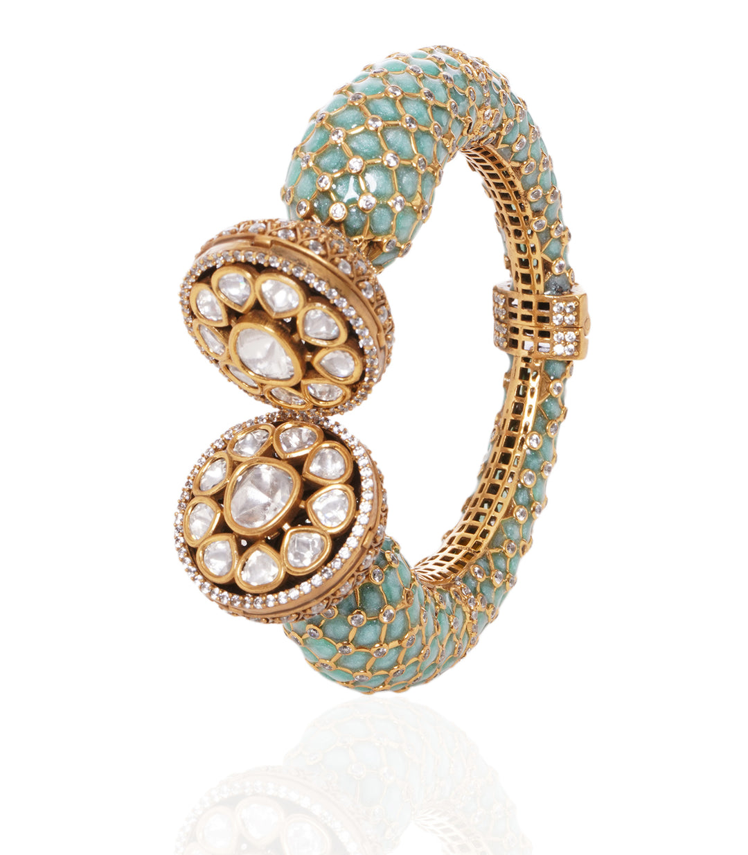 MIHIKA MINT POLKI BANGLES