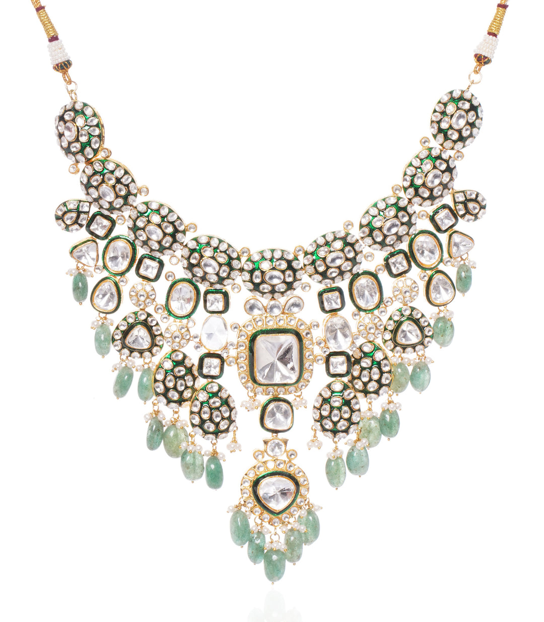 LAVANYA  GREEN POLKI NECKLACE SET