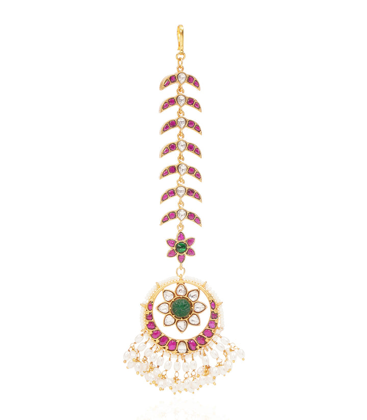 PRISHA RED & GREEN KUNDAN TIKKA