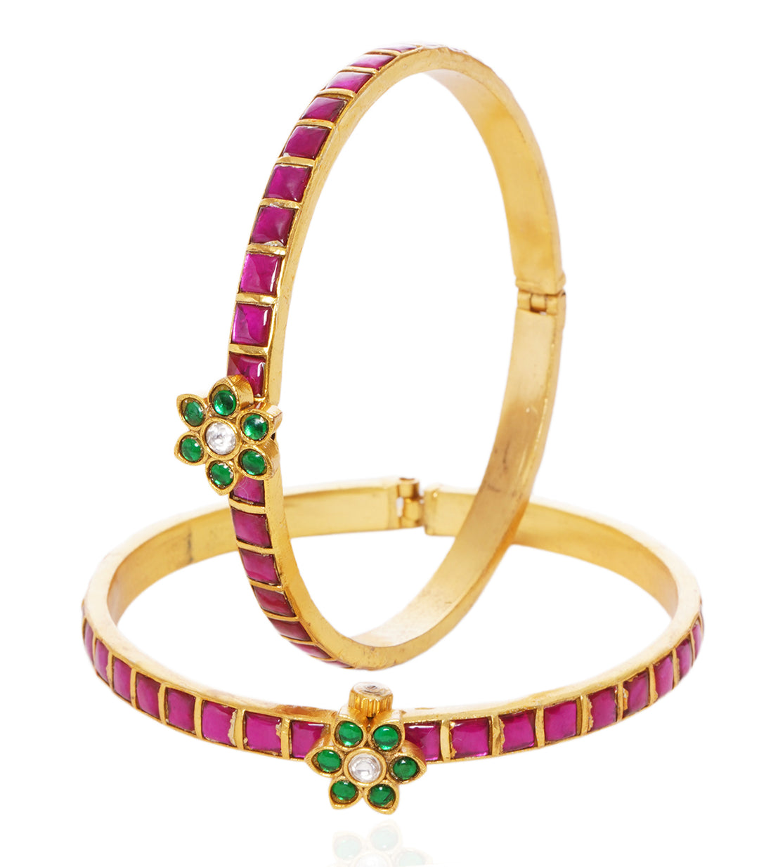 TANYA RED & GREEN  KUNDAN BANGLES